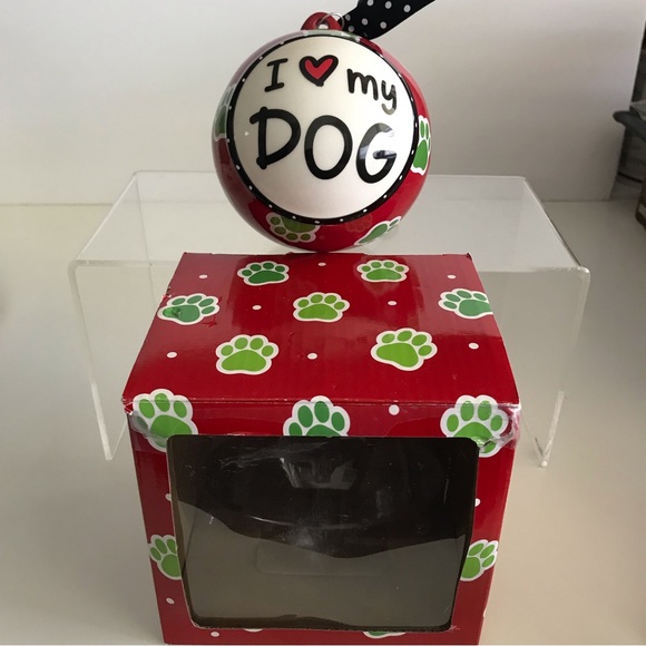 Burton & Burton 2013 Handpainted Ceramic Large Christmas Ornament -I Love My Dog - Picture 2 of 16